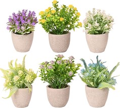 Lueur Lueur Set Of 6 Potted Artificial Flowers Fake Flowers Plants In Pots Faux - £28.76 GBP