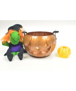 Halloween Stuff Witch Plush Jack O Lantern Candle Holder Small Pumpkin  - $8.02 CAD