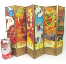 VTG Christmas Story Panel  Divider 6 Folding Screens Holiday Figurine Decor - $21.73