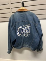 Vintage Pro Elite Indianapolis Colts Embroidered Denim Jacket MENS L jean NFL - £31.28 GBP