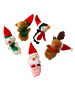 5 Christmas Finger Puppets Soft Plush Santa Rudolph Snowman Penguin Tedd... - £13.64 GBP