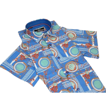 Men's Sports Shirt by MIZUMI Medallion Printed Soft Feel Short Sleeves M646 Blue image 10