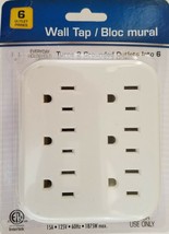 Electrical Extension Grounded 6 Outlet Plug Wall Taps Indoor White - £2.59 GBP