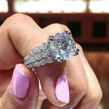 Anillo de aniversario de boda con solitario de diamante de talla redonda de... - £117.57 GBP