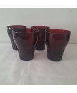 4 Vintage Anchor Hocking Royal Ruby 8 Ounce Water Tumblers Windsor Cube ... - $41.03 CAD