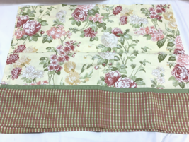Curtains Light Yellow Pink Flowers Green Gingham Country 2 Panels 30x45&quot;... - £29.44 GBP