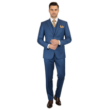 Mens Vitali Three Piece Suit Vested Sharkskin Sheen M3090 Royal blue Regular fit image 10
