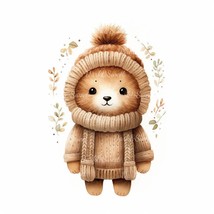 Cute Winter Lion Cub Clip Art- 10 High Quality JPGs/ Baby animal/ Digital Print/ - £1.30 GBP