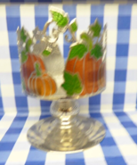 Bath &amp; Body Works Pumpkin Pedestal 3 Wick Candle Holder Fall New LQQK rare - $316.39 MXN