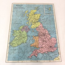 VICTORY Geographical Wood Jig-Saw Puzzle England &Wales Complete Map Geography - $59.38