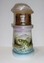 Fenton Glass Gone Fishin&#39; Bass Lighthouse Fairy Light Lamp Ltd Ed #5/44 Kibbe - £281.94 GBP