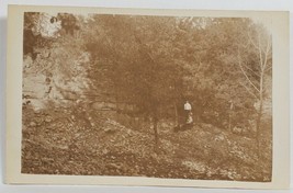 Rppc Victorians With Dog Posing on the Hill Near Stone Cliff c1910 Postcard R5 - £10.35 GBP
