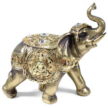 Feng Shui 7&quot; Bronze Elephant Trunk Statue Wealth Lucky Figurine Gift Home Decor - £32.16 GBP