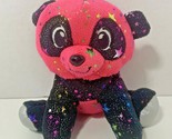 Fiesta small pink plush panda iridescent shiny rainbow stars stuffed animal - £11.76 GBP