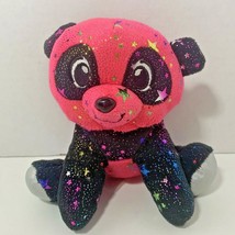 Fiesta small pink plush panda iridescent shiny rainbow stars stuffed animal - £11.67 GBP