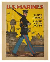WW1 Wartimes U.S. Marines &quot;Land Sea Air&quot; Recruiting Poster 8X10 Photo - £6.67 GBP