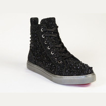 Mens High Top Shoes By FIESSO AURELIO GARCIA ,Spikes Rhine stones 2409 Black image 8