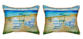 Pair of Betsy Drake Adirondack Chairs Small Outdoor Indoor Pillows 11 X 14 - £56.26 GBP