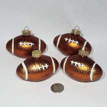 Set of 4 VTG Football Shaped 3&quot; Christmas Ornaments Hand Painted UT - $18.95