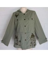 NWT Chico&#39;s Zenergy 1 M Sage Green Neema Embroidered Utility Hooded Jacket - $29.70