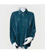 Soft Surroundings Velvet Boyfriend Tunic Womens XL Petite Teal Green Str... - €27,16 EUR