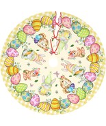 Seasonal Christmas Tree Skirt 36&quot; Round Easter Holiday Rabbit Bunny Eggs... - £11.07 GBP