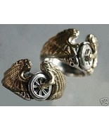 Flying Winged Wheel motorcycle Ring Sterling Silver - £54.98 GBP