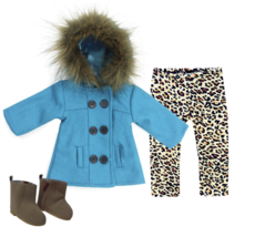 Doll Winter Pea Coat Boots Winter Set Teal Sophia&#39;s fits American Girl 1... - £19.73 GBP
