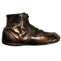 Vintage Copper Bronze Toddler Laced Shoe Elegant Kids Room Nursery Décor... - $27.41 CAD