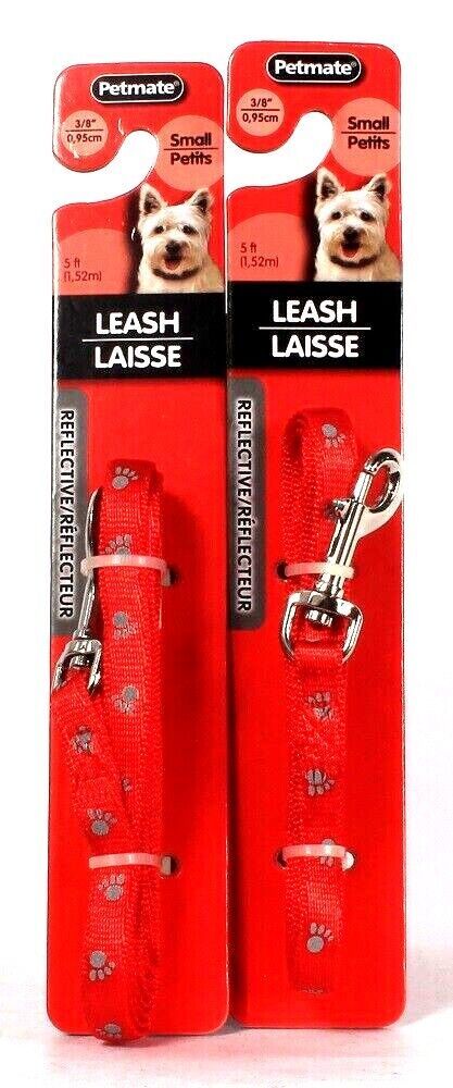 2 Count Petmate Reflective Paw Small 3/8" X 5' Red Dog Leash - $27.99