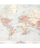 1916 World Map Transportation Communication Railroad Steamship Telegraph... - $29.99