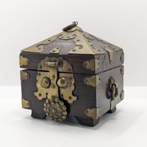 Korean Seal Box, Wood &amp; Brass, Hinged with Latch, Antique - £32.71 GBP