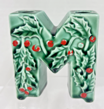 Vintage XMAS Blocks Christmas Candle Holder Thames JAPAN Holly Letter M ... - $14.85