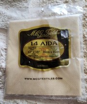 Vtg MCG Textiles 14 CT Beige AIDA Cross Stitch Cotton Fabric 12&quot;X18&quot; NOST - $16.93