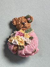 Boyd’s Brown Bear w Pink Sweater Yellow &amp; White Rose Flower Bouquet #1 Mom Resin - £8.86 GBP