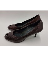 Donald J Pliner Shoes Heels Pumps Couture Peep Toe Croc Brown Italy Size... - £34.95 GBP