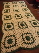 Handmade Afghan GRANNY SQUARE vintage Crochet Quilt Throw Blanket 65&quot;x31&quot; yellow - £14.78 GBP