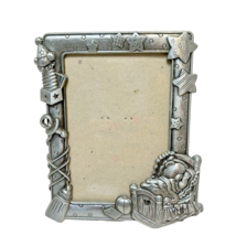 Vintage Pewter Baby Picture Frame Holds 3 x 4.5&quot; Photo Free Standing - £12.37 GBP