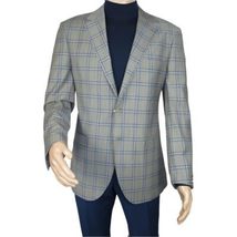 Men's Mono Turkey Sport Coat 100% Super 180s Wool 1480-03 Gray Blue Plaid image 4