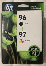 HP 96 / HP 97 Black &amp; Color Ink Cartridges C9353FN Genuine OEM Sealed Foil Packs - £55.13 GBP