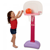 Kids Toy Basketball Hoop Set Pink Toddler Plastic Adjustable Preschool Play Toys - $47.78