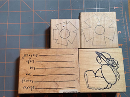 Bear and flower rubber stamp set #21 - £6.00 GBP