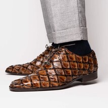 Marco Di Milano Genuine Pirarucu Exotic Lace-Up Olivieri Clear Brown image 6