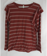 MTS Women&#39;s Red Striped Shirt With Ruffled Shoulders Size Small USA - $16.38 CAD
