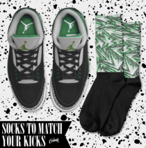 ABSTRACT Socks for Air J1 3 Pine Green Cement Grey White Stadium Noble Shirt - £16.27 GBP