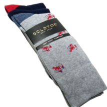 Gold Toe Men&#39;s Nautical Theme Socks Lobster/Anchor/Dipped 3-Pack Navy/Gray Combo - £14.39 GBP