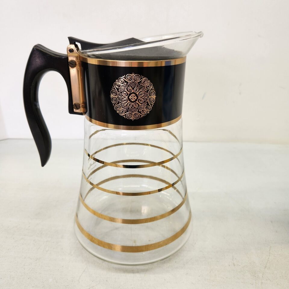 Primary image for MCM Modern David Douglas Flameproof Coffee Pot Carafe bakelite Black Gold