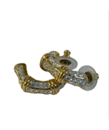 Genuine Swarovski Gold Tone Crystal Hoop Pierced Earrings Signed Swan Stamp - $32.26 CAD