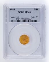 1888 G$1 Gold Indian Princess Graded by PCGS as MS63! Great US Gold Dollar! - $3,169.79