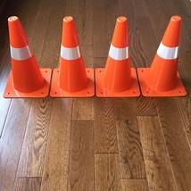 4 Orange Safety Cones Reflective Traffic Parking Sports Indoor Outdoor N... - £20.37 GBP